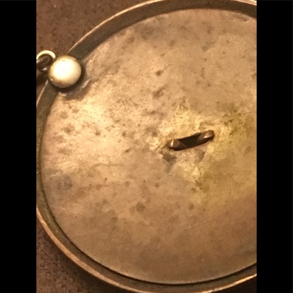 Antique Enameled BUTTON French Champleve Pierced Lacy Openwork made into PENDANT - Picture 8 of 15